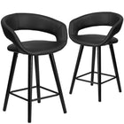 Flash Furniture Brynn Series 24" High Contemporary Cappuccino Wood Counter Height Stool - Black Vinyl - 2 Pack-Set of 2 Contemporary Style Stools