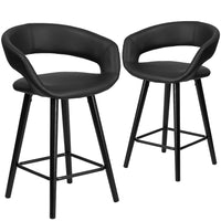 Flash Furniture Brynn Series 24" High Contemporary Cappuccino Wood Counter Height Stool - Black Vinyl - 2 Pack-Set of 2 Contemporary Style Stools