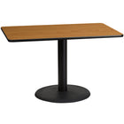 Flash Furniture 30" x 48" Rectangular Natural Laminate Table Top with 24" Round Table Height Base-Hospitality Table