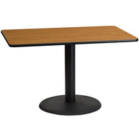 Flash Furniture 30" x 48" Rectangular Natural Laminate Table Top with 24" Round Table Height Base-Hospitality Table