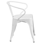 Flash Furniture Commercial Grade Metal Indoor-Outdoor Chair with Arms - White-Curved Back with Vertical Slat