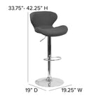 Flash Furniture Contemporary Charcoal Fabric Adjustable Height Barstool with Curved Back & Chrome Base-Seat Adjusts from Counter to Bar Height