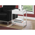 Monarch Specialties 3480 Accent Table - 24"H/Glossy White/Chrome Metal-One large storage drawer with a discreet silver metal drawer pull