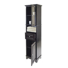 Winsome Alps Tall Cabinet with Glass Door and Drawer, Black-One Drawer, One enclosed cabinet with an adjustable shelf, 14"W x 11"D x 22.4"H.