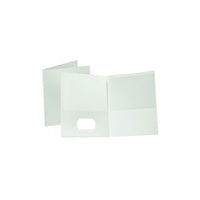 Oxford Letter-Size Twin-Pocket Folder Portfolios, 25 Pack, White-These twin-pocket portfolios feature a leatherette grained finish for a richer look and feel