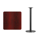 Flash Furniture 30"L Laminate Square Table Top with 18''W x 42"H Round Bar Height Table Base, Mahogany (XUMA3030TR18B)-Mahogany Laminate Top