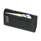 Roots Ladies Pocket Clutch Wallet - Black-2 Gusset pockets with centre zip divider