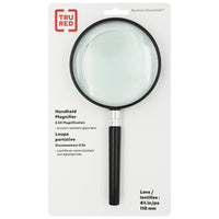 TRU RED Classic Glass Magnifier - 4-1/4" - 2.5x Magnification - Black-Classic style glass magnifier