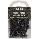 JAM Paper Push Pins, Black Pushpins, 3 Packs of 100, 300 Total (222419046g)-Material: Metal