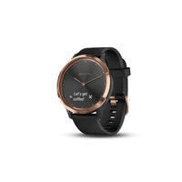 Garmin vivomove HR Smart Watch with Heart Rate Monitor - Rose Gold with Black Silicone Band (Small/Medium)-A touchscreen with a discreet display allows you to have the best of both worlds