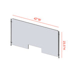 Mark Maker Rod Sneeze Guard - 42" W x 23.5" H panel 1/4" Clear Acrylic and 24" high aluminum rod set - with 4" x12" pass through-Made from 1/4” clear acrylic.