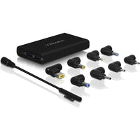 Aluratek Universal AC Adapter with Type-C and QC 3.0 USB Ports, 8.5" x 5.5" x 2.25", Black-Universal AC Adapter with Type-C and QC 3.0 for fast, efficient charging