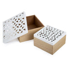 Truu Design Malmo Cut-out Wood Storage Box, Set of 2, 7.75 x 4.5 x 7.75 inches, Wood-Measurement: large box measures 7. 75" x 4. 5" x 7. 75" and small box measures 6. 25" x 4" x 6. 25" (l x h x w)