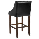 Flash Furniture Carmel Series 30" High Transitional Tufted Walnut Barstool with Accent Nail Trim - Black LeatherSoft - 2 Pack-Nailhead Trimmed Curved Arms