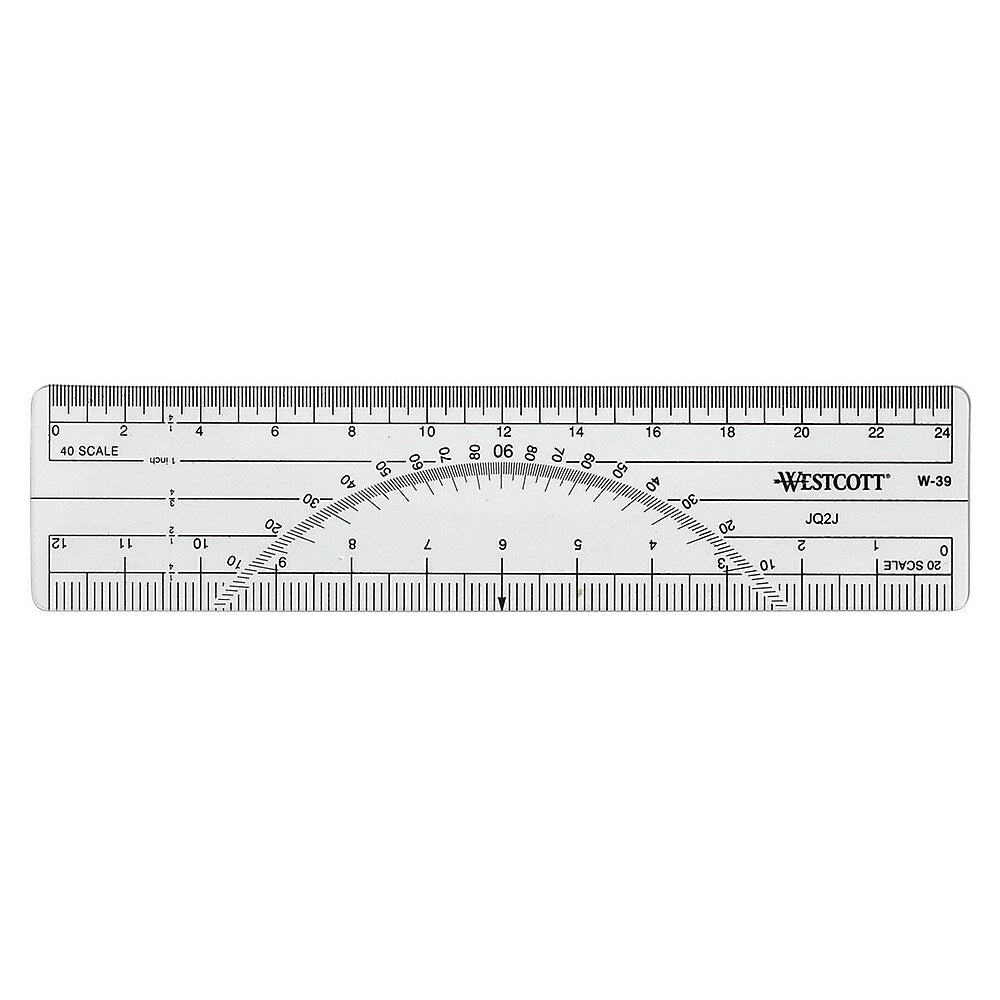 C-THRU Protractor Ruler 20ths/40ths, 6”, 12 Pack | staples.ca