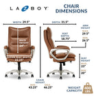 La-Z-boy Jenkins Executive Chair - 29-1/2" W x 31-1/2" D x 45"-48" H - Camel-Finger tip seat adjustment control paddles