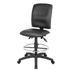 Nicer Interior Multi-Function PU Drafting Chair - Black-Upholstered in Black LeatherPlus for a sleek, durable, and easy-to-clean finish
