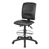 Nicer Interior Multi-Function PU Drafting Chair - Black-Upholstered in Black LeatherPlus for a sleek, durable, and easy-to-clean finish
