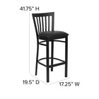 Flash Furniture HERCULES Series Black School House Back Metal Restaurant Barstool - Black Vinyl Seat-Two Curved Support Bars