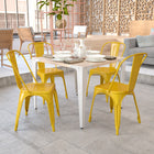 Flash Furniture Commercial Grade Metal Indoor-Outdoor Stackable Chair - Yellow-Plastic Caps on cross brace protect finish when stacked