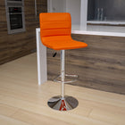 Flash Furniture Contemporary Orange Vinyl Adjustable Height Barstool with Horizontal Stitch Back & Chrome Base-Height Adjustable Seat with Gas Lift