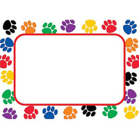 Teacher Created Resources Name Tag 3 1/2" x 2 1/2" Colourful Paw Prints, 216 Pack (TCR5168)-Theme/design: Colourful paw prints