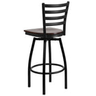 Flash Furniture HERCULES Series Ladder Back Swivel Metal Barstool with Walnut Wood Seat - Black-Walnut Finished Wood Seat