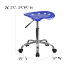 Flash Furniture Vibrant Nautical Blue Tractor Seat & Chrome Stool-Dual Wheel Carpet Casters