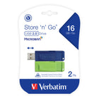 Verbatim Store 'n' Go 16 GB USB Flash Drives - Green & Blue - 2 Pack-Password protection software available for download (Windows only)