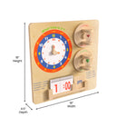 Flash Furniture Bright Beginnings Commercial Grade STEAM Wall Activity Board w/ Natural Finish, Multicolor Accents, Telling Time-Features Visual and Tactile Sensory Output