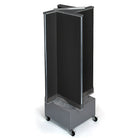 Azar Displays 13.5"W x 44"H 4-Sided Pinwheel Pegboard Display with Wheeled Base, Solid Black (700445-BLK)-Includes four panels & Acrylic Sign Holder strip and stands on a 16" W x 12" H wheeled base