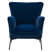 CorLiving LSS-201-C Elwood Wingback Accent Chair in Blue-Beautifully upholstered in soft luxe velvet fabric