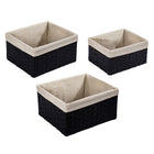 Truu Design Paper Woven Storage Baskets with Liner, Set of 3, 12.5 x 11 x 6.5 inches, Brown-Material: woven paper construction