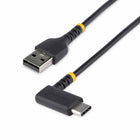 StarTech USB-A to Angled USB-C 60W Charging Cable - 1ft - Black-Connectors: 1 x 4-pin USB 2.0 Type-A (Connector A), 1 x 24-pin USB 2.0 Type-C (Connector B)