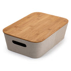 Truu Design Storage Basket with Bamboo lid - 14.8" x 10.3" - Beige-Made of high-quality, durable and safe woven paper and the lid is made of natural bamboo