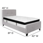 Flash Furniture Tribeca Twin Size Tufted Upholstered Platform Bed with Memory Foam Mattress - Light Grey Fabric-Light Grey Fabric Upholstery