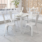 Flash Furniture 30" Round White Metal Indoor-Outdoor Table-Smooth Top with 1.25" Thick Edge
