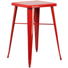 Flash Furniture 24'' Square Metal Indoor/Outdoor Bar Height Table, Red (CH31330RED)-Red/Metal, Rubber