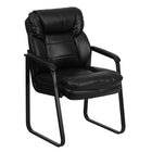Flash Furniture Black Leather Executive Side Reception Chair with Lumbar Support & Sled Base-Contemporary Style