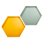 CTG Wooden Hexagon Tray, White, Yellow, 2 Pack-6