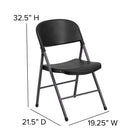 Flash Furniture HERCULES Series Black Plastic Folding Chair with Charcoal Frame-Protective Floor Caps
