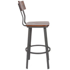 Flash Furniture Flint Series Rustic Walnut Restaurant Barstool with Wood Seat & Back and Grey Powder Coat Frame-Rectangular Back Design