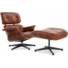 Nicer Furniture Modern Classic Lounge Chair & Ottoman Set - Tan/Rosewood-Upholstered in 100% full-grain Italian aniline leather.