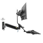 North Bayou 22"-27" Wall Mount Sit-Stand Desk Workstation, Dual Monitor - Black (MC27-2AB)-Rotation: 360-degrees, Swivel: 180-degrees, Tilt: +10-degrees / - 15-degrees