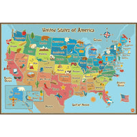 WallPops Kids USA Dry Erase Map Decal - Multicolor-Maps