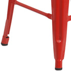 Flash Furniture 24" High Backless Red Metal Indoor-Outdoor Counter Height Stool with Square Seat-500 lb. Weight Capacity