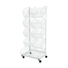Can-Bramar 5-Tier Mobile Merchandiser, 18" x 23" x 58", White-Features 5 wire basket merchandisers with dividers