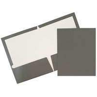 JAM Paper Glossy Two Pocket Presentation Folders, Grey, 100 Pack (31225352D)-Gray