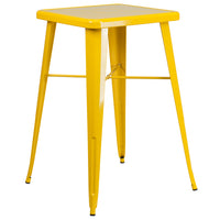 Flash Furniture 24'' Square Metal Indoor/Outdoor Bar-Height Table, Yellow (CH31330YL)-Yellow/Metal, Rubber