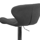 Flash Furniture Contemporary Charcoal Fabric Adjustable Height Barstool with Curved Back & Chrome Base-Swivel Seat